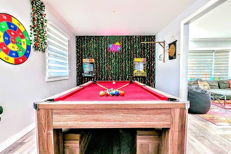 Game room:
-GIANT Connect 4
-Street fighter Arcade Game
-Ms. Pac-Man Arcade Game
-NBA Jam arcade game
-GIANT Jenga
-Hook21 Ring toss game
-Darts
-Corn hole
-An abundance of board games
-And of course pool and ping pong