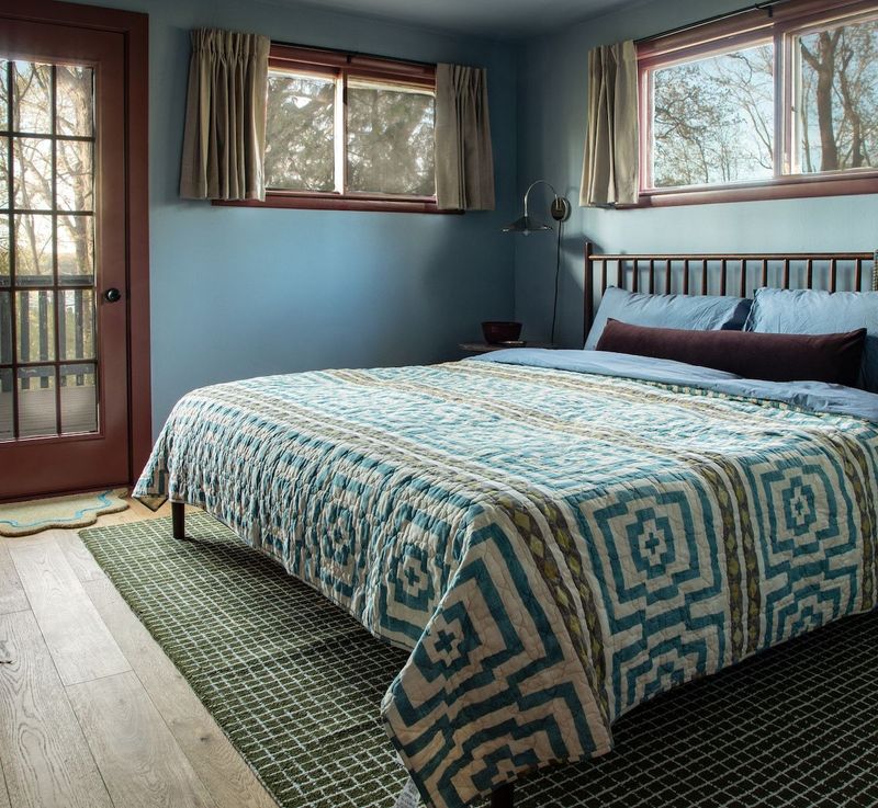 Blue room, king bed, with a private deck